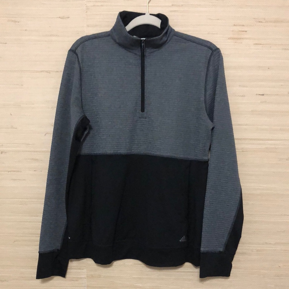 Adidas Two-Tone Gray and Black Pullover 1/4 Zip Climate Mock Neck Sweater Large